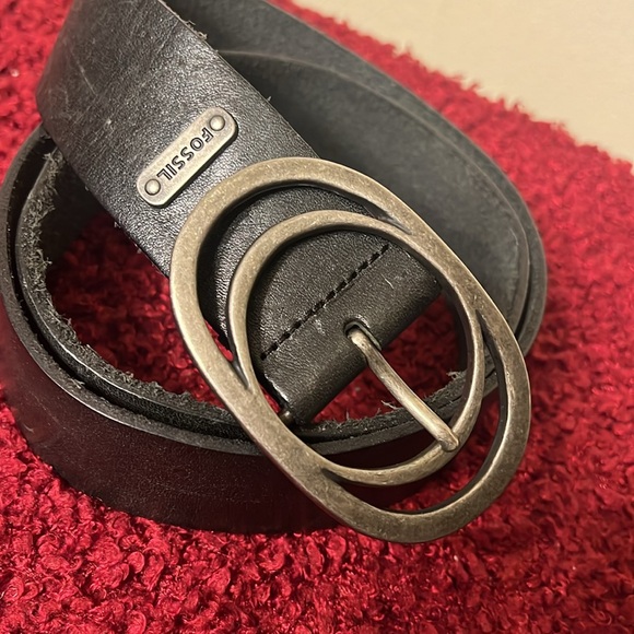 Fossil Womens Belt Medium Black Antique Brass Buckle - Picture 3 of 9